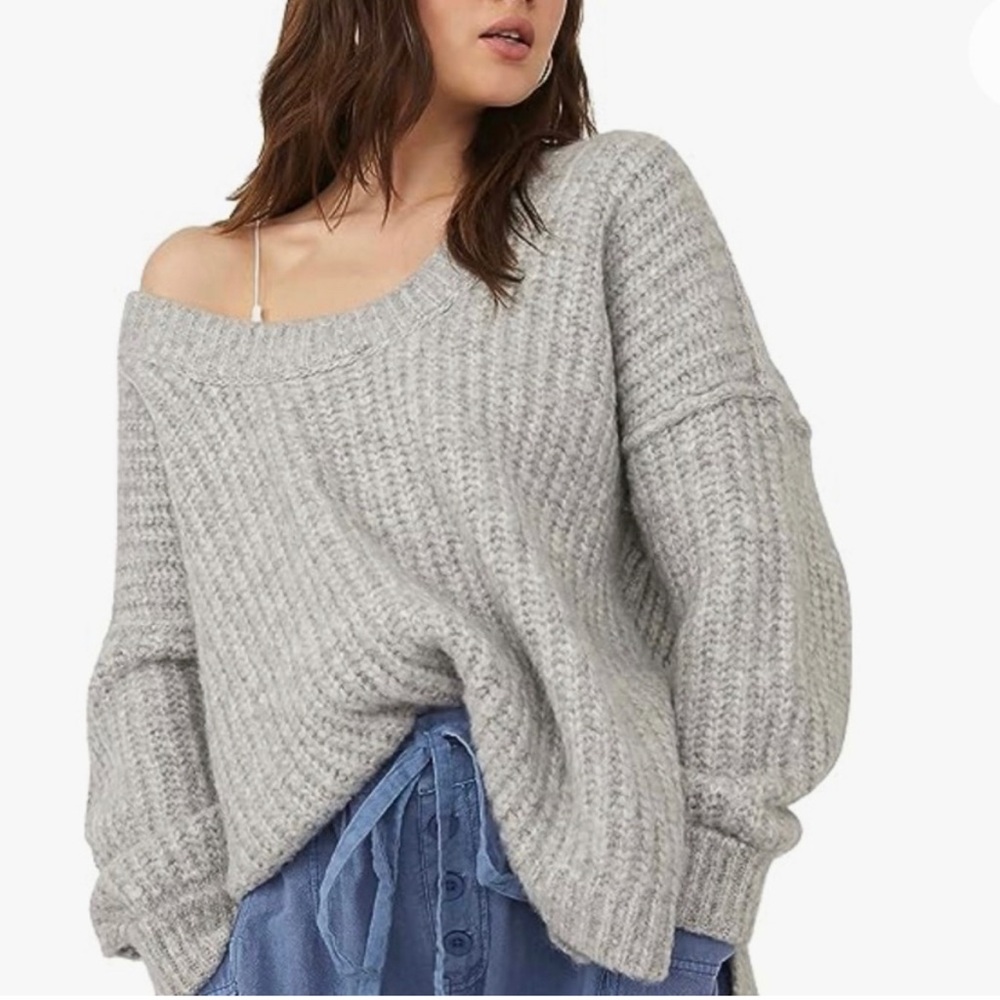 NWOT Free People Blue Bell V Neck Sweater